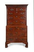 A GEORGE III MAHOGANY SECRETAIRE CHEST ON CHEST, CIRCA 1770