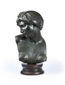 AFTER MICHELANGELO, A HOLLOW BRONZE RELIEF BUST OF AURORA, LATE 19TH OR EARLY 20TH CENTURY