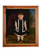 ANGLO-AMERICAN PRIMITIVE SCHOOL (19TH CENTURY), PORTRAIT OF A GIRL HOLDING A ROSE
