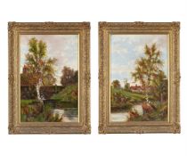 F.M. HULK (BRITISH 19TH CENTURY), A MILL IN A RIVER LANDSCAPE; AND A COTTAGE IN A RIVER LANDSCAPE
