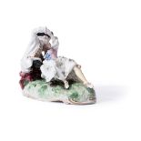 A FRANKENTHAL PORCELAIN GROUP OF A GALLANT AND COMPANION IN AN EMBRACE, CIRCA 1770