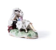 A FRANKENTHAL PORCELAIN GROUP OF A GALLANT AND COMPANION IN AN EMBRACE, CIRCA 1770