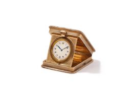 A 9 CARAT GOLD SQUARE TRAVEL CLOCK