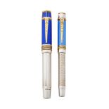 ONOTO, HORATIO NELSON AND EMMA HAMILTON, TWO LIMITED EDITION SILVER FOUNTAIN PENS