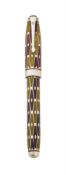 CONWAY STEWART, ELEGANCE, AZTEC, A LIMITED EDITION SILVER AND ENAMEL FOUNTAIN PEN