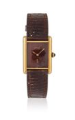 Y CARTIER, MUST DE CARTIER, TANK, A SILVER GILT WRIST WATCH