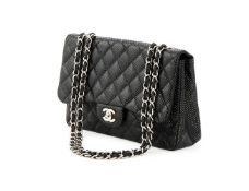 CHANEL, CLASSIC FLAP, A BLACK PERFORATED LAMBSKIN HANDBAG