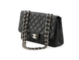 CHANEL, CLASSIC FLAP, A BLACK PERFORATED LAMBSKIN HANDBAG