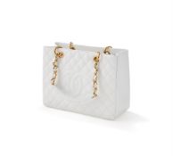 CHANEL, GRAND SHOPPING TOTE, A WHITE CAVIAR LAMBSKIN TOTE