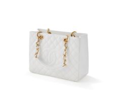 CHANEL, GRAND SHOPPING TOTE, A WHITE CAVIAR LAMBSKIN TOTE