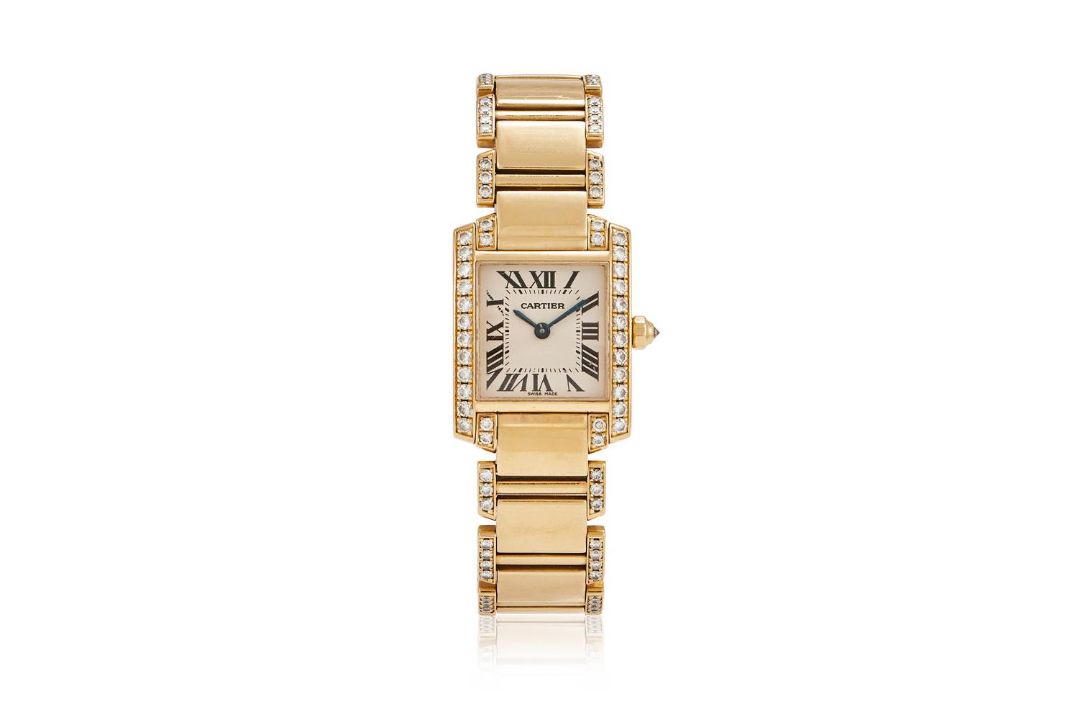 CARTIER, TANK FRANÇAISE, REF. 2385, A LADY'S 18 CARAT GOLD AND DIAMOND BRACELET WATCH - Image 1 of 2