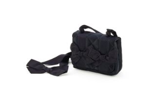 CHANEL, A BLACK SATIN BOW MINI BAG