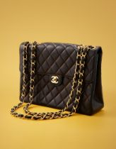 CHANEL, CLASSIC FLAP, A BLACK LAMBSKIN HANDBAG
