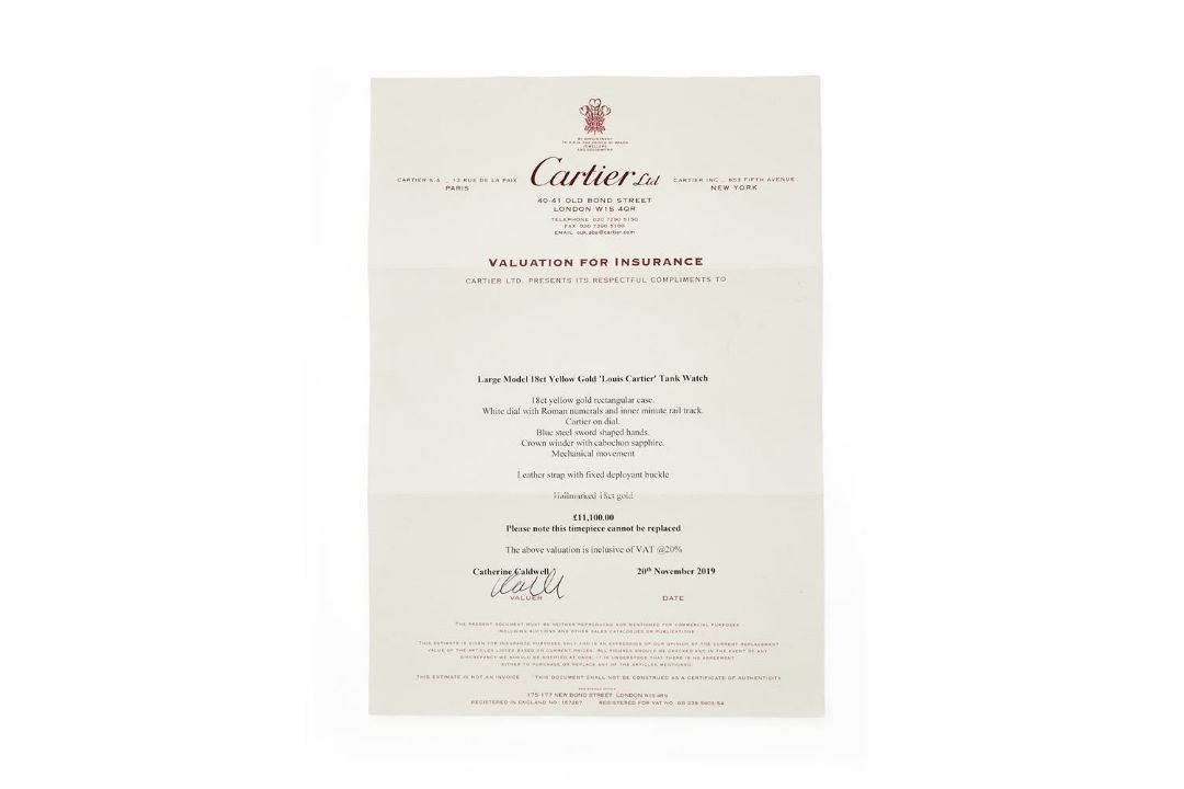 CARTIER, TANK LOUIS, REF. 8038, AN 18 CARAT GOLD WRISTWATCH - Image 3 of 3