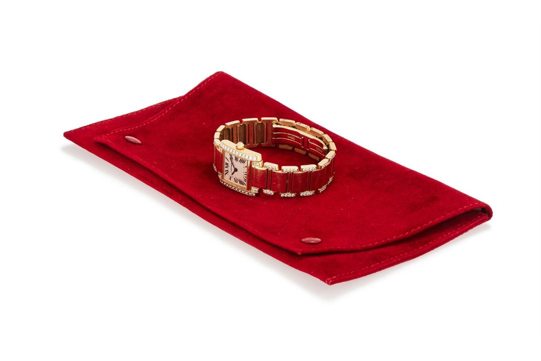 CARTIER, TANK FRANÇAISE, REF. 2385, A LADY'S 18 CARAT GOLD AND DIAMOND BRACELET WATCH - Image 2 of 2