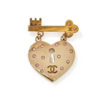 CHANEL, A HEART LOCK AND KEY BROOCH