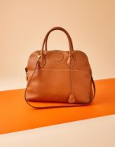 HERMES, BOLIDE, A BROWN LEATHER HANDBAG