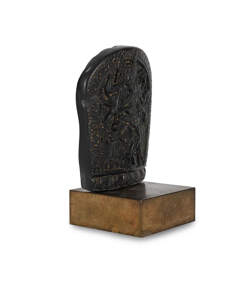 A small black stone stele depicting Samvara - Image 2 of 3