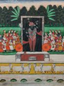 An Indian polychrome painted cloth hanging (pichhavai)