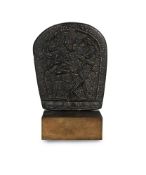 A small black stone stele depicting Samvara