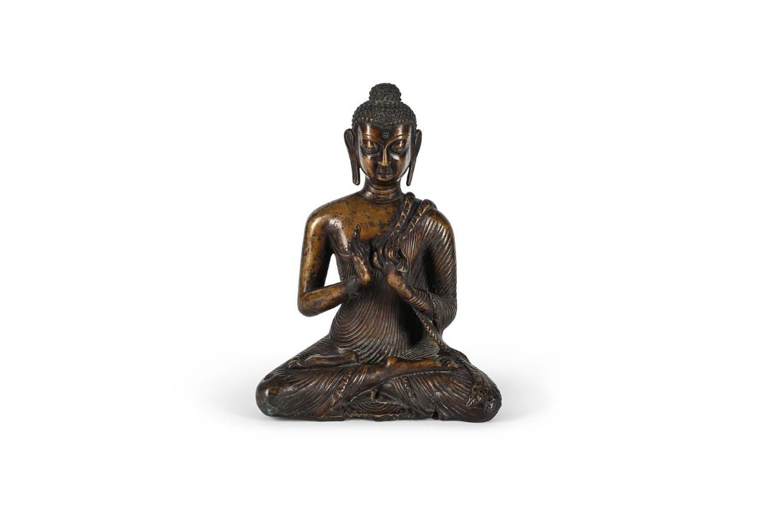 A seated bronze figure of Buddha - Image 1 of 6