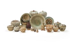Eleven Sawankhalok circular boxes and covers