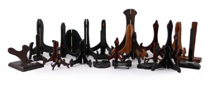 A group of twenty-six wood stands
