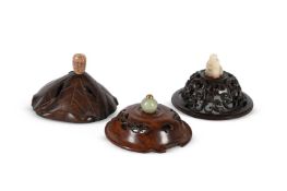 Three Chinese carved hardwood covers