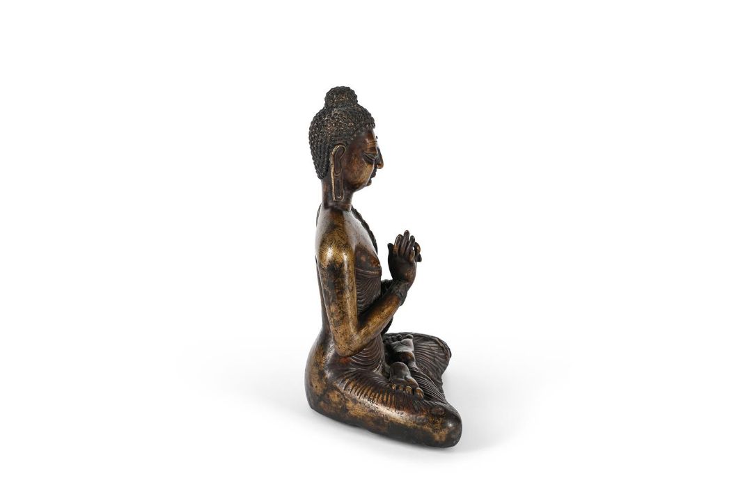 A seated bronze figure of Buddha - Image 2 of 6