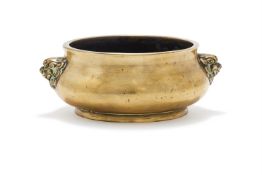 A Chinese bronze twin handled censer