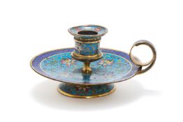 An unusual Cloisonné chamber candlestick with detachable top