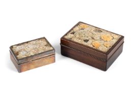 Y Two Japanese Shibayama hardwood boxes