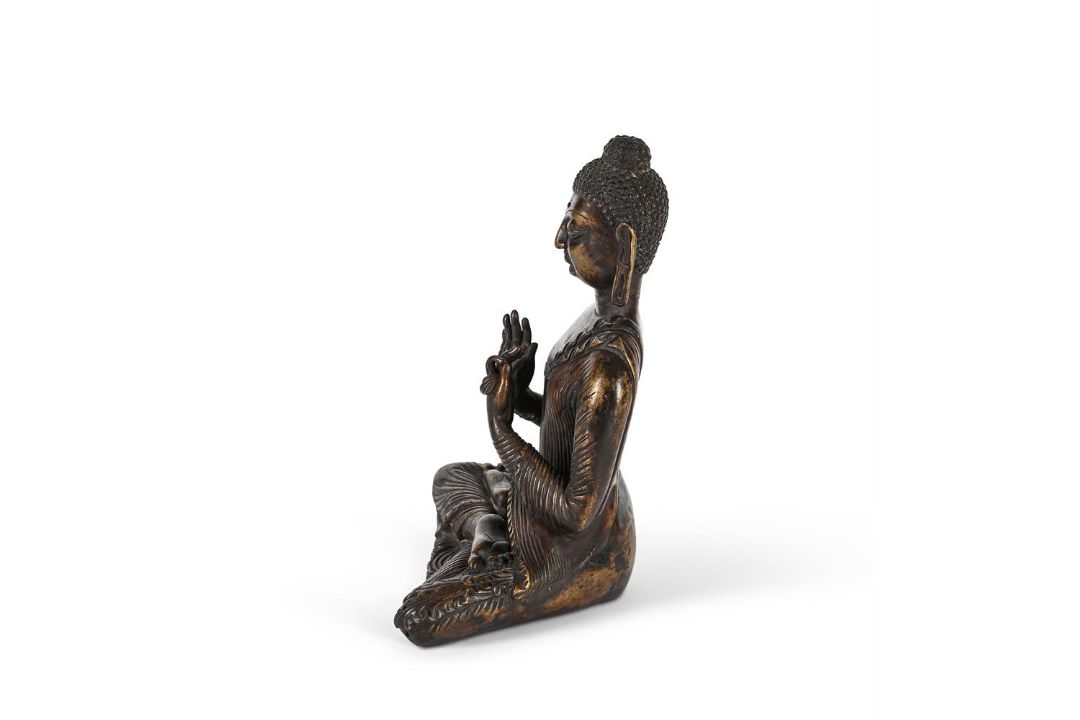 A seated bronze figure of Buddha - Image 4 of 6