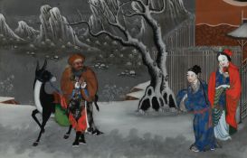 A Chinese reverse-painted glass picture