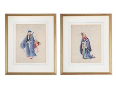 Two Cantonese watercolour paintings of Daoist immortals
