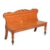 AN EARLY VICTORIAN OAK HALL BENCH, CIRCA 1840