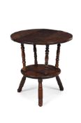 AN UNUSUAL OAK TWO TIER CRICKET TABLE, 18TH CENTURY