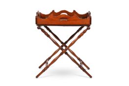 A MAHOGANY BUTLER'S TRAY ON STAND, 19TH CENTURY