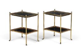 A PAIR OF GILT BRASS TWO TIER OCCASIONAL TABLES, SECOND HALF 20TH CENTURY