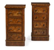 A PAIR OF WALNUT PEDESTAL BEDSIDE TABLES, CIRCA 1860 AND LATER