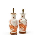 A PAIR OF CHINESE PORCELAIN VASES FITTED AS LAMPS, 20TH CENTURY