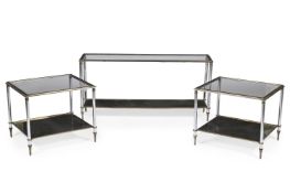 A BRASS AND CHROME CONSOLE TABLE, ATTRIBUTED TO MAISON JANSEN, CIRCA 1970