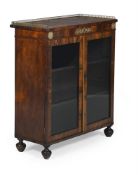 Y A REGENCY ROSEWOOD AND GILT METAL MOUNTED BOOKCASE OR SIDE CABINET, CIRCA 1815
