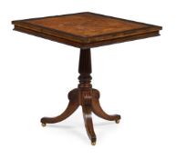 Y A BURR YEW, ROSEWOOD AND BRASS MARQUETRY CENTRE TABLE, 19TH CENTURY AND LATER ELEMENTS