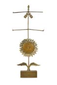 A CONTINENTAL PATINATED METAL SUNFLOWER TABLE LAMP, 1970S