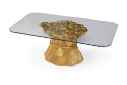 A GILT RESIN 'SUNFLOWER' LOW OCCAISIONAL TABLE, 20TH CENTURY