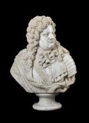 A LARGE MARBLE PORTRAIT BUST OF A FRENCH NOBLEMAN, MODERN