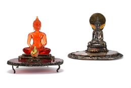 TWO MODELS OF A SEATED BUDDHA, MODERN