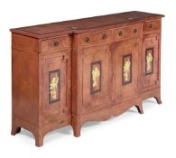 A BREAKFRONT POLYCHROME PAINTED SIDEBOARD, IN REGENCY STYLE, LATE 20TH CENTURY