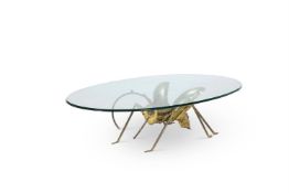 A GILT METAL 'WASP' LOW OCCASIONAL TABLE, ATTRIBUTED TO HENRI FERNANDEZ, SECOND HALF 20TH CENTURY